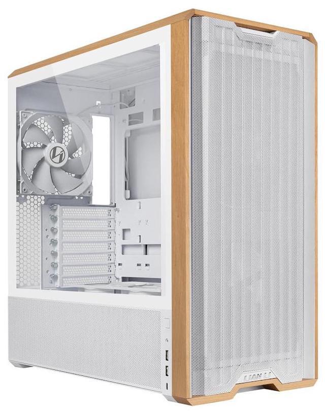 Alt view image 2 of 7 - Lian Li LANCOOL 217 Genuine Walnut Wood Computer Case,  Mid-Tower ATX PC Case with 5 Pre-Installed PWM Fans 2x170mm, 2x120mm & 1x140mm, Flexible PSU & Cable Installation - White (LAN217W)