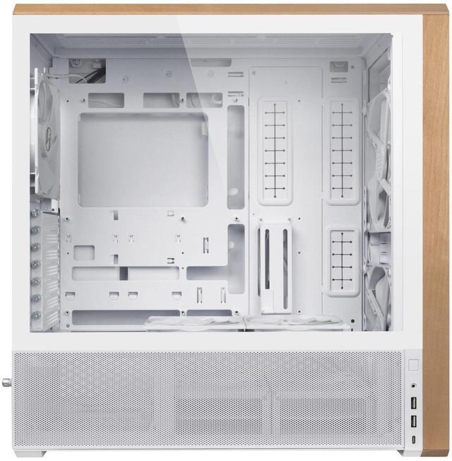Alt view image 4 of 7 - Lian Li LANCOOL 217 Genuine Walnut Wood Computer Case,  Mid-Tower ATX PC Case with 5 Pre-Installed PWM Fans 2x170mm, 2x120mm & 1x140mm, Flexible PSU & Cable Installation - White (LAN217W)