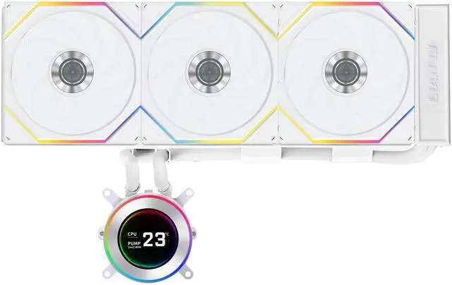 Alt view image 2 of 8 - Lian Li Hydroshift II 360 TL RGB Liquid CPU Cooler - 360mm AIO - 3X 120 RGB Fans - 2.1 IPS LCD Screen - 3 Control Mode - Flexible Tubes Clamp - LGA 1851/1700, AMD AM5/AM4 - White (HS2LCD36TW)