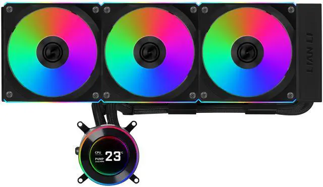 Alt view image 2 of 8 - Lian Li Hydroshift II 360 CL RGB Liquid CPU Cooler - 360mm AIO - 3X 120 RGB Fans - 2.1 IPS LCD Screen - 3 Control Mode - Flexible Tubes Clamp - LGA 1851/1700, AMD AM5/AM4 - Black (HS2LCD36RB)