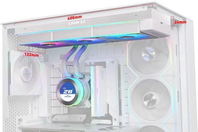Alt view image 3 of 8 - Lian Li Hydroshift II 360 CL RGB Liquid CPU Cooler - 360mm AIO - 3X 120 RGB Fans - 2.1 IPS LCD Screen - 3 Control Mode - Flexible Tubes Clamp - LGA 1851/1700, AMD AM5/AM4 - White (HS2LCD36RW)