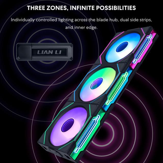 Alt view image 7 of 7 - Lian Li UNI Fan SL-Infinity Wireless - 120 Single Pack - 2.4 GHz Wireless Signal Control - ARGB Fan - Double Infinity Mirror - Low Noise - Controller NOT Included & Required - White (12SLIN1W1W)