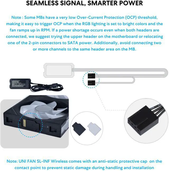 Alt view image 7 of 7 - Lian Li UNI Fan SL-Infinity Wireless - 120 - Single Pack (Reverse Blade) - 2.4 GHz Wireless Signal ARGB Fan Control - Double Infinity Mirror - Controller NOT Included & Required - Black (12RSLIN1W1B)