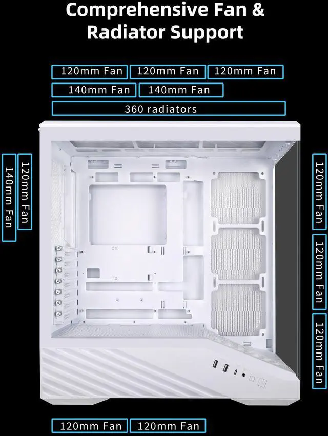 Alt view image 6 of 8 - Lian Li V100 ATX Mid-Tower PC Case, 4 x 120mm ARGB PWM Fans  Pre-Installed, LED RGB Strip, Display Platform with Tempered Glass, Support 420mm GPUs, 360mm Radiator, Optimized Airflow - Black (V100RX)