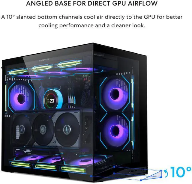 Alt view image 4 of 6 - LIAN LI O11D MINI V2 | Compact ATX Mid-Tower Airflow Computer Case | Panoramic View | Fully Ventilated Airflow | Adjustable I/O | Pillar-Less | Cable Management | Black  (O11DMIV2X)