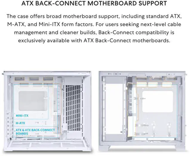 Alt view image 3 of 6 - LIAN LI O11D MINI V2 | Compact ATX Mid-Tower Airflow Computer Case | Panoramic View | Fully Ventilated Airflow | Adjustable I/O | Pillar-Less | Cable Management | White  (O11DMIV2W)