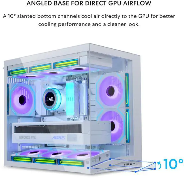 Alt view image 4 of 6 - LIAN LI O11D MINI V2 | Compact ATX Mid-Tower Airflow Computer Case | Panoramic View | Fully Ventilated Airflow | Adjustable I/O | Pillar-Less | Cable Management | White  (O11DMIV2W)