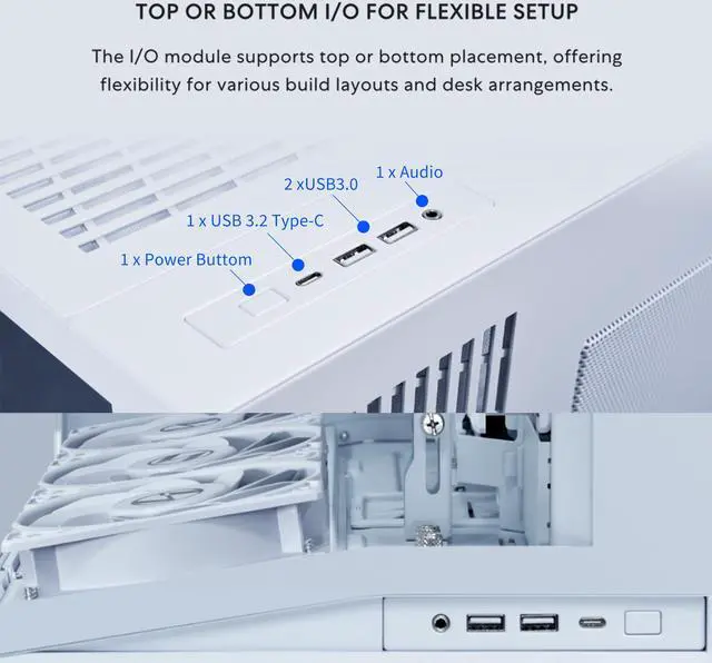 Alt view image 5 of 6 - LIAN LI O11D MINI V2 | Compact ATX Mid-Tower Airflow Computer Case | Panoramic View | Fully Ventilated Airflow | Adjustable I/O | Pillar-Less | Cable Management | White  (O11DMIV2W)