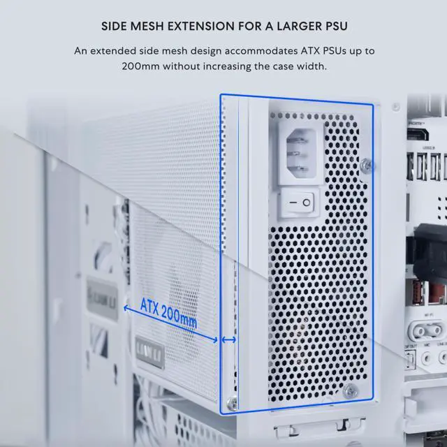 Alt view image 6 of 6 - LIAN LI O11D MINI V2 | Compact ATX Mid-Tower Airflow Computer Case | Panoramic View | Fully Ventilated Airflow | Adjustable I/O | Pillar-Less | Cable Management | White  (O11DMIV2W)