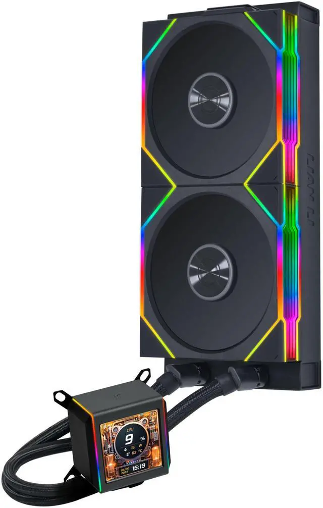 Main image of Lian-Li Galahad II LCD TL Liquid CPU Cooler 280mm AIO - 2X 140 RGB TL Wireless Fans - 2.88 IPS LCD Screen - Black (GA2ALCD28TLW)