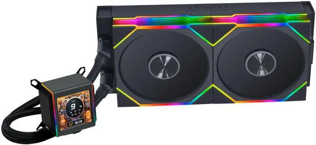 Alt view image 2 of 8 - Lian-Li Galahad II LCD TL Liquid CPU Cooler 280mm AIO - 2X 140 RGB TL Wireless Fans - 2.88 IPS LCD Screen - Black (GA2ALCD28TLW)