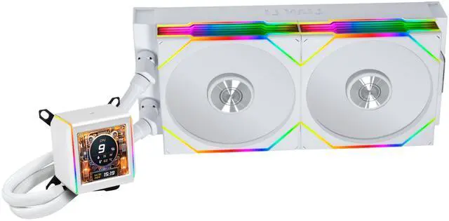 Alt view image 2 of 8 - Lian-Li Galahad II LCD TL Liquid CPU Cooler 280mm AIO - 2X 140 RGB TL Wireless Fans - 2.88 IPS LCD Screen - Black (GA2ALCD28TLB)