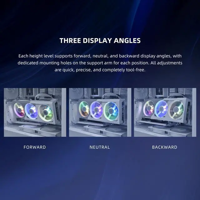Alt view image 3 of 8 - Lian Li ATX PC Case Multi-Directional 4 Slots Vertical GPU Kit V3 - Premium Gen 5 Riser Cable PCI-E 5.0 x16-155mm, PCIe 3.0/4.0 Compatible, Adjustable Position - (VG4v3 White)