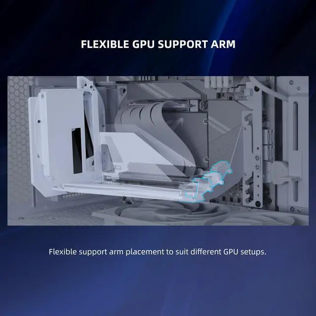 Alt view image 5 of 8 - Lian Li ATX PC Case Multi-Directional 4 Slots Vertical GPU Kit V3 - Premium Gen 5 Riser Cable PCI-E 5.0 x16-155mm, PCIe 3.0/4.0 Compatible, Adjustable Position - (VG4v3 White)