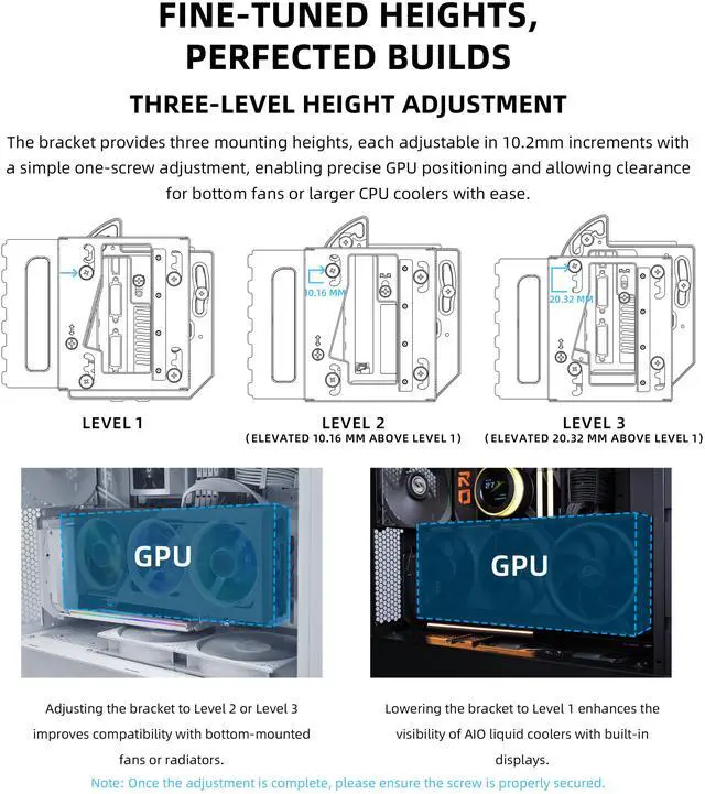 Alt view image 3 of 8 - Lian Li ATX PC Case Multi-Directional 4 Slots Vertical GPU Kit V3 - Premium Gen 5 Riser Cable PCI-E 5.0 x16-155mm, PCIe 3.0/4.0 Compatible, Adjustable Position - (VG4v3 Black)