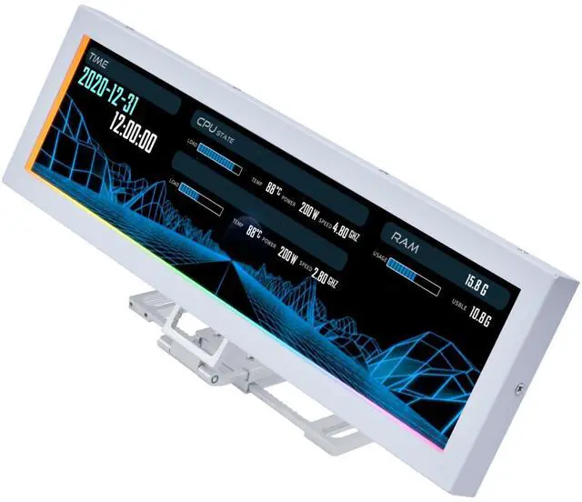 Main image of Lian Li 8.8" Universal Screen for PC - Adjustable Mounting for Any Computer Setup - Customizable ARGB Frame - PC Temperature Display Panel - LCD Screen Display - Mini Monitor - SM088W (US88 v1 White)
