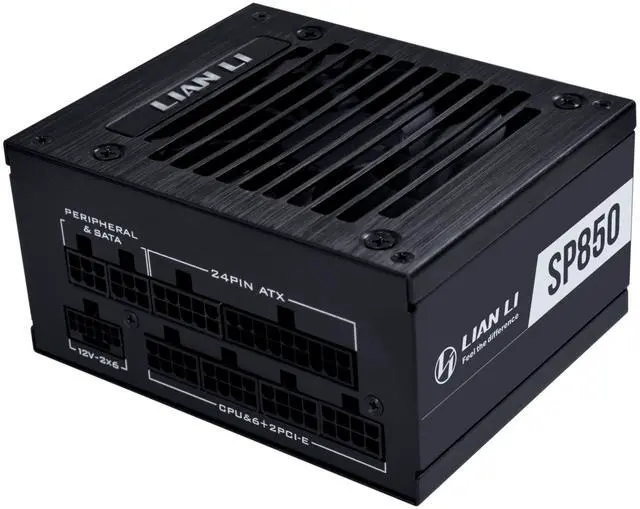 Main image of Lian Li SP850 Gold - 850 Watt SFX Form Factor Power Supply with Native 12V-2x6 Cable - Low Noise - 80 Plus Gold Efficiency - ATX 3.1 & PCIe 5.0 Compliant - 92mm FDB Fan - 10-Year - Black (SP850G.B)