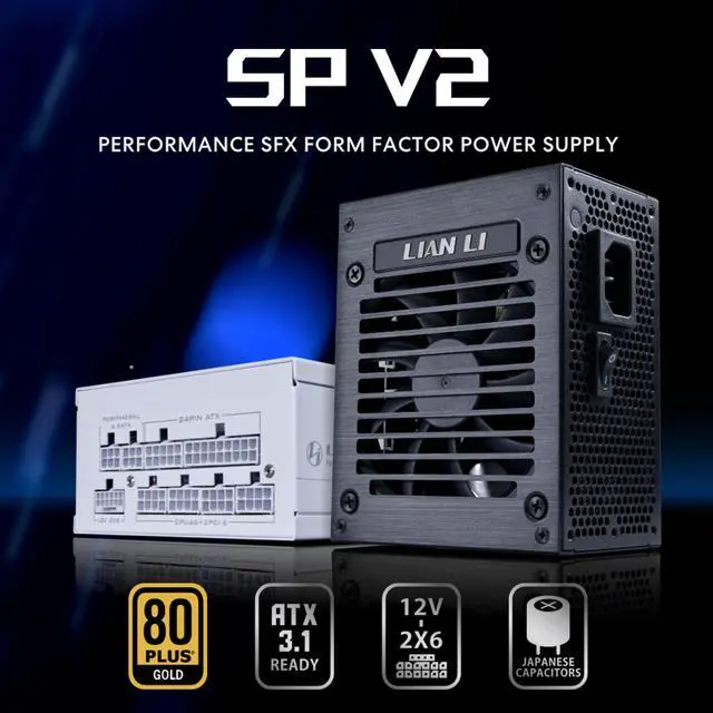 Alt view image 4 of 7 - Lian Li SP850 Gold - 850 Watt SFX Form Factor Power Supply with Native 12V-2x6 Cable - Low Noise - 80 Plus Gold Efficiency - ATX 3.1 & PCIe 5.0 Compliant - 92mm FDB Fan - 10-Year - Black (SP850G.B)