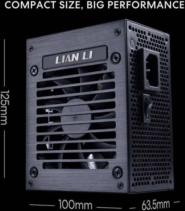 Alt view image 3 of 7 - Lian Li SP750 Gold - 750 Watt SFX Form Factor Power Supply with Native 12V-2x6 Cable - Low Noise - 80 Plus Gold Efficiency - ATX 3.1 & PCIe 5.0 Compliant - 92mm FDB Fan - 10-Year - Black (SP750G.B)