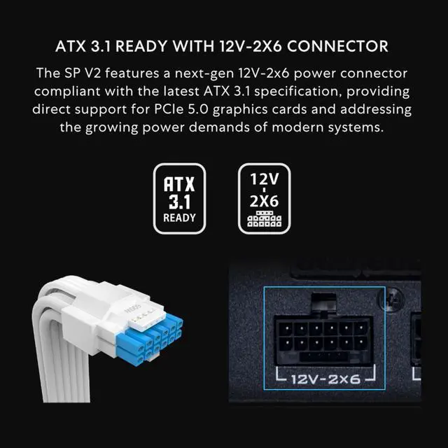 Alt view image 5 of 7 - Lian Li SP750 Gold - 750 Watt SFX Form Factor Power Supply with Native 12V-2x6 Cable - Low Noise - 80 Plus Gold Efficiency - ATX 3.1 & PCIe 5.0 Compliant - 92mm FDB Fan - 10-Year - Black (SP750G.B)