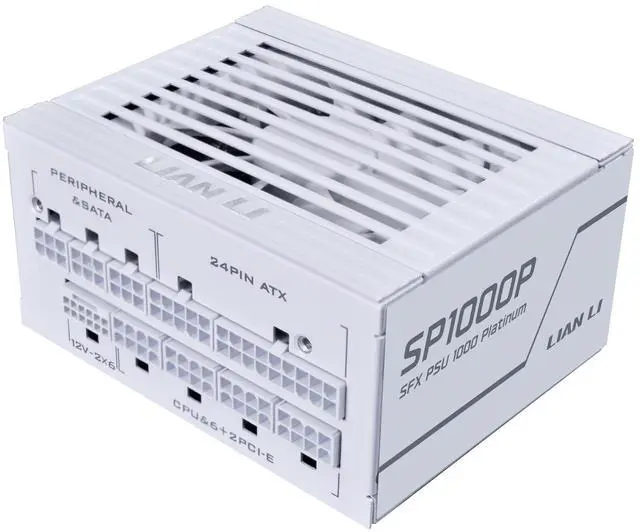 Main image of Lian Li SP1000 Platinum - 1000 Watt SFX Form Factor Power Supply with 12V-2x6 Cable - ATX 3.1 & PCIE 5.1 Compliant - Full Modular - 100% Japanese 105C Capacitors - White (SP1000P.W)