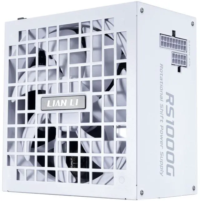 Main image of Lian Li RS1000W - Rotational Shift Fully Modular ATX Power Supply - 1000W - Cybenetics 80 Plus Gold Efficiency - ATX 3.1 & PCIe 5.1 Compliant - Easy Cable Management - White (RS1000G.W)