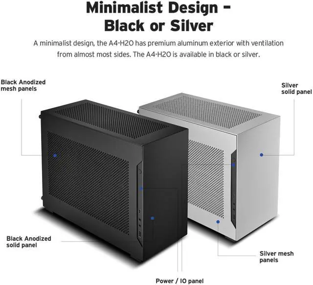 Alt view image 6 of 12 - LIAN LI A4-H2O Silver SPCC / Aluminum Mini-ITX Computer Case, PCI4.0 Riser Card Cable Included (A4-H2O A4)