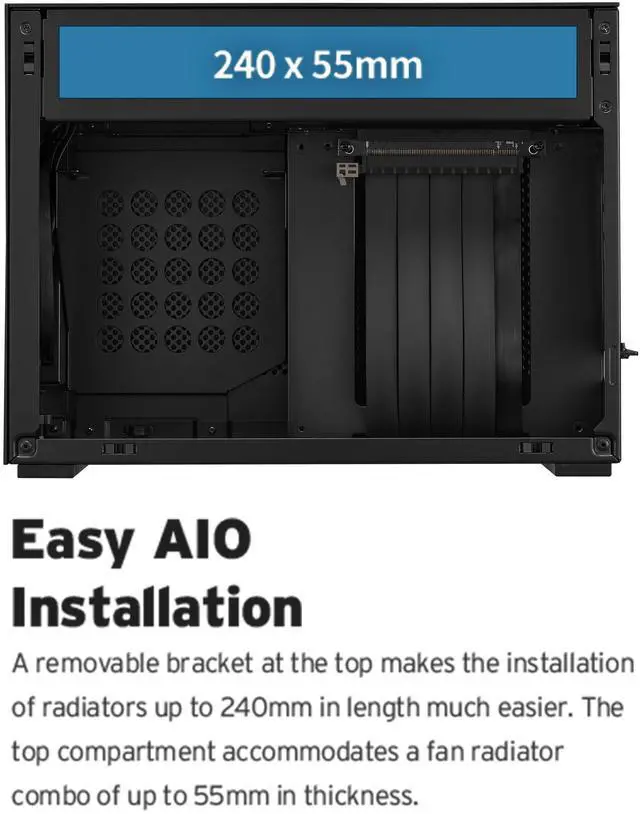 Alt view image 7 of 12 - LIAN LI A4-H2O Black SPCC / Aluminum Mini-ITX Computer Case, PCI4.0 Riser Card Cable Included (A4-H2O X4)