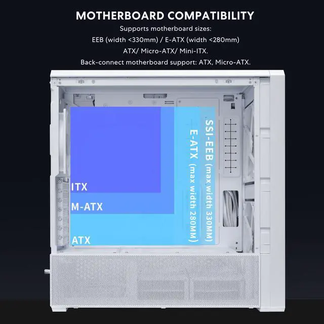Alt view image 5 of 7 - Lian Li LANCOOL 217 INF White Infinity Mirror Computer Case, Mid-Tower ATX PC Case w/ 3 Pre-Installed Fans, 2x170mm ARGB Fans, 1x140mm, Front Mirror Glass Panel, Optimized Airflow - White (LAN217INFW)
