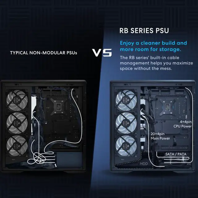 Alt view image 7 of 7 - Lian Li RB550 80 Plus Bronze Non Modular - Low-Noise ATX 550 Watt Power Supply  - Cable Management -  135mm Larger Fan - Black (RB0550B)