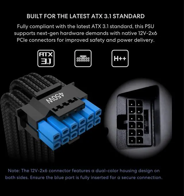 Alt view image 5 of 8 - Lian Li RB650 80 Plus Bronze Non Modular - Low-Noise ATX 650 Watt Power Supply with 12+4Pin Connector - ATX 3.1 & PCIe 5.1 Compliant - Cable Management -  135mm Larger Fan - Black (RB0650B)