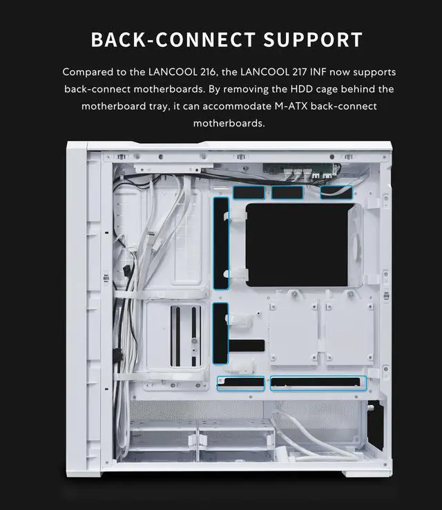 Alt view image 4 of 7 - Lian Li LANCOOL 217 INF White Infinity Mirror Computer Case, Mid-Tower ATX PC Case w/ 3 Pre-Installed Fans, 2x170mm ARGB Fans, 1x140mm, Front Mirror Glass Panel, Optimized Airflow - White (LAN217INFW)