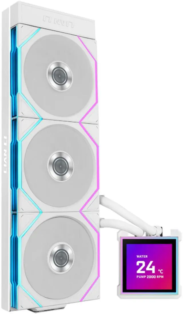 Main image of Lian Li Hydroshift II 360 TL ARGB Liquid CPU Cooler - 360mm AIO - 3.4" IPS LCD Square Screen - Daisy-Chain - Low-Noise - Intel LGA 1851/1700, AMD AM5/AM4 - 3X TL120 ARGB Fans - White (HS2LCDS36TW)