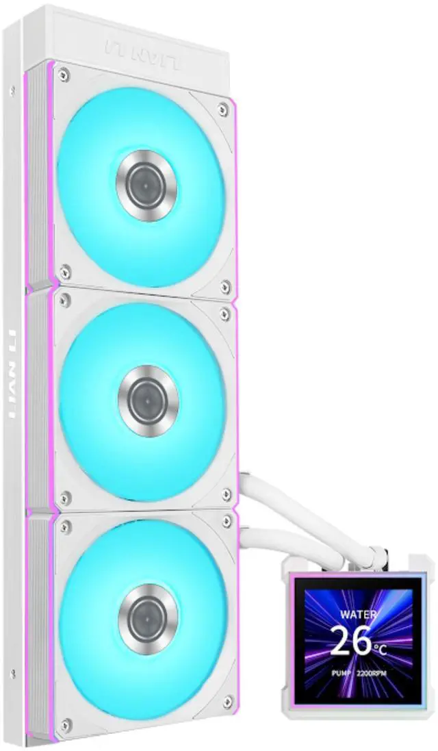 Main image of Lian Li Hydroshift II 360 CL ARGB Liquid CPU Cooler - 360mm AIO - 3.4" IPS LCD Square Screen - Daisy-Chain - Low-Noise - Intel LGA 1851/1700, AMD AM5/AM4 - 3X CL120 ARGB Fans - White (HS2LCDS36CW)