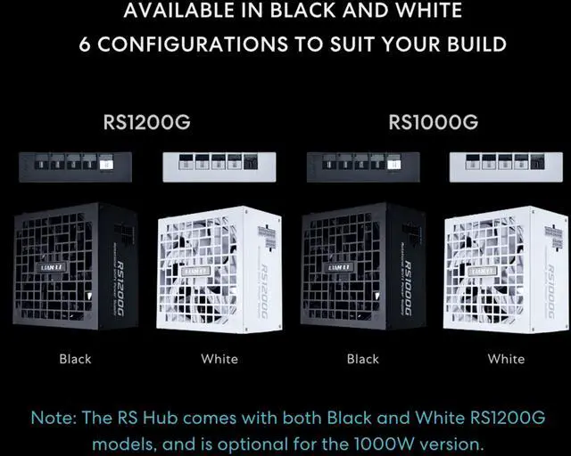 Alt view image 3 of 7 - Lian Li RS1000W - Rotational Shift Fully Modular ATX Power Supply - 1000W (USB Hub Included) - 80 Plus Gold Efficiency - ATX 3.1 & PCIe 5.1 Compliant - Easy Cable Management - White (RS1000G.WH)
