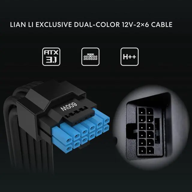 Alt view image 3 of 7 - Lian Li RS1200X - Rotational Shift Fully Modular ATX Power Supply - 1200W (USB Hub Included) - 80 Plus Gold Efficiency - ATX 3.1 & PCIe 5.1 Compliant - Easy Cable Management - Black (RS1200G.BH)