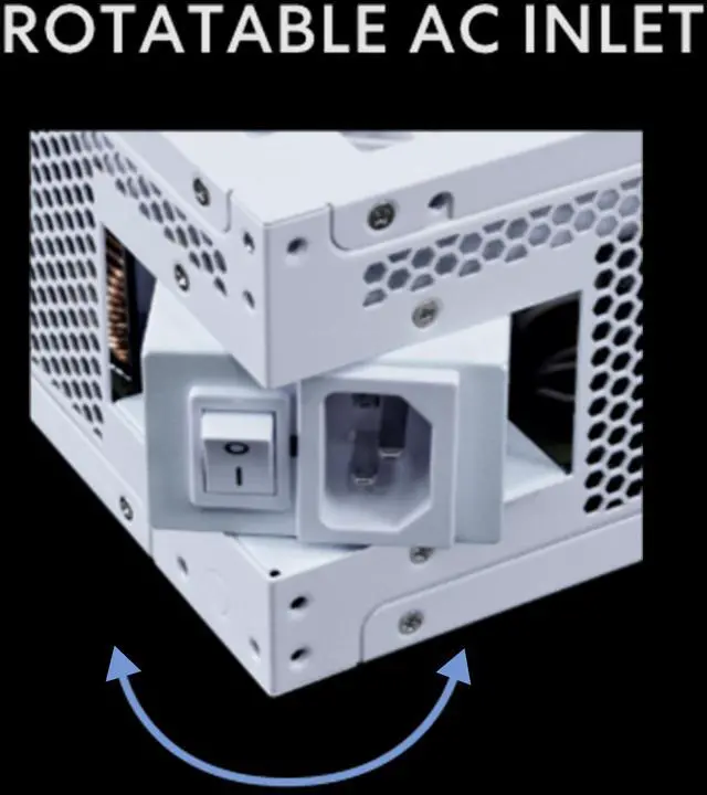 Alt view image 4 of 7 - Lian Li RS1000W - Rotational Shift Fully Modular ATX Power Supply - 1000W (USB Hub Included) - 80 Plus Gold Efficiency - ATX 3.1 & PCIe 5.1 Compliant - Easy Cable Management - White (RS1000G.WH)