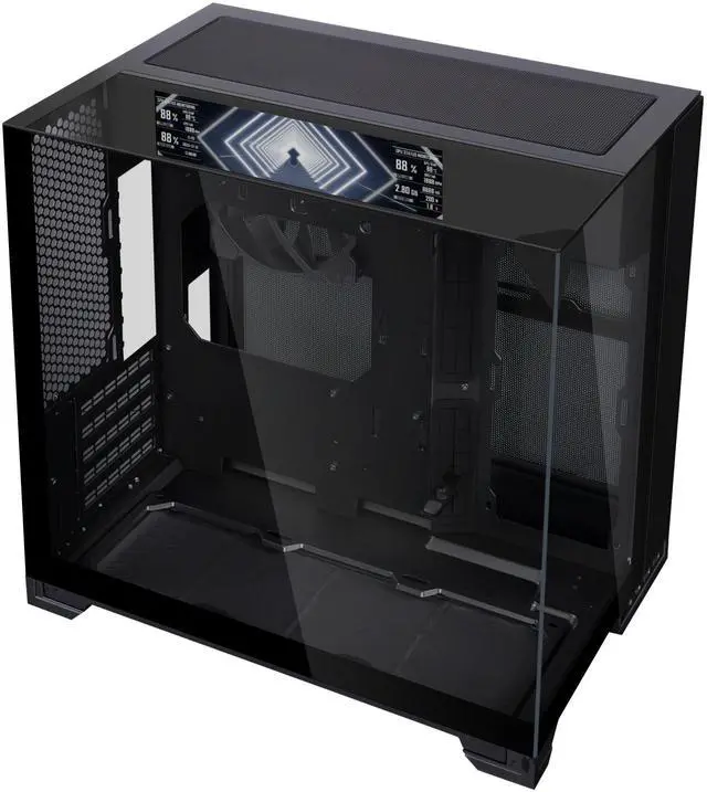 Main image of Lian Li O11 Vision-M Digital - mATX Mid Tower PC Case with 9.2" LCD Screen & 140mm Fan - Hidden AIO Design - Triple Tempered Glass Panels - Up to 360mm AIO Support - Black (O11VMDX)