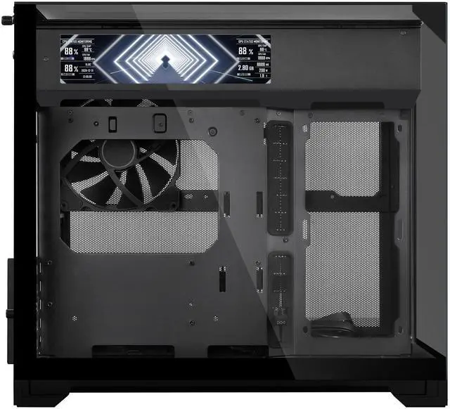 Alt view image 2 of 7 - Lian Li O11 Vision-M Digital - mATX Mid Tower PC Case with 9.2" LCD Screen & 140mm Fan - Hidden AIO Design - Triple Tempered Glass Panels - Up to 360mm AIO Support - Black (O11VMDX)