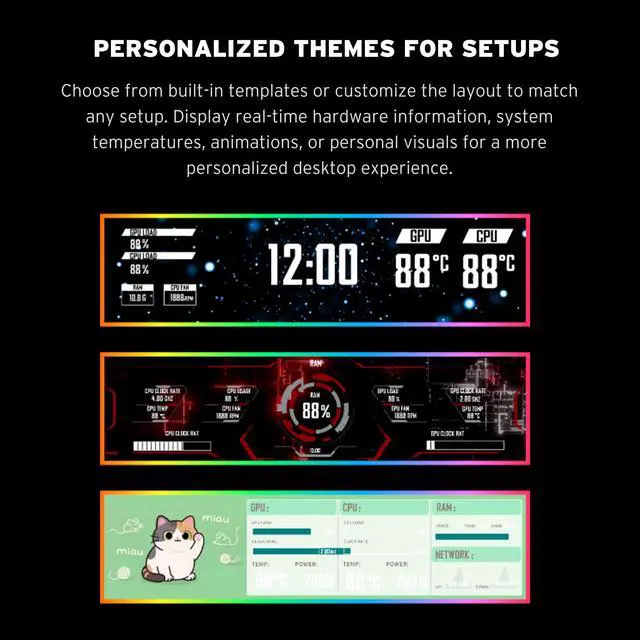 Alt view image 6 of 7 - Lian Li O11 Vision-M Digital - mATX Mid Tower PC Case with 9.2" LCD Screen & 140mm Fan - Hidden AIO Design - Triple Tempered Glass Panels - Up to 360mm AIO Support - Black (O11VMDX)