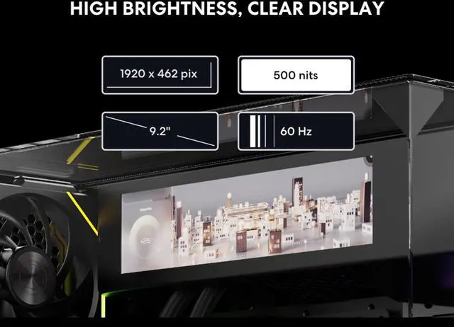 Alt view image 5 of 7 - Lian Li O11 Vision-M Digital - mATX Mid Tower PC Case with 9.2" LCD Screen & 140mm Fan - Hidden AIO Design - Triple Tempered Glass Panels - Up to 360mm AIO Support - Black (O11VMDX)