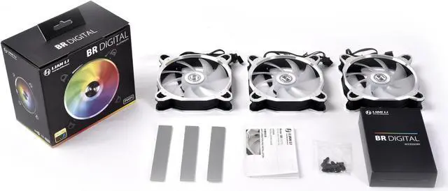 Alt view image 6 of 7 - LIAN LI BORA DIGITAL Series RGB BR DIGITAL-3R S, 120mm Addressable RGB LED PWM Fan, 3 FANS Pack - Silver Frame