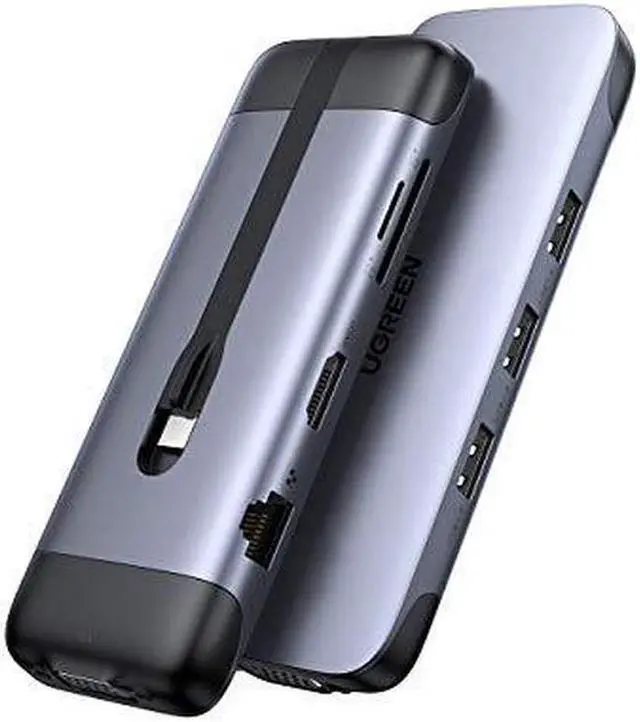 Main image of UGREEN USB C Hub 9 in 1 USB Type C HDMI Multiport Adapter Dock with 4K HDMI, VGA, Gigabit Ethernet, PD Charging, 3 USB 3.0 Ports, SD Card Reader Compatible for MacBook Pro Air 2020 2019 2018, Dell XPS