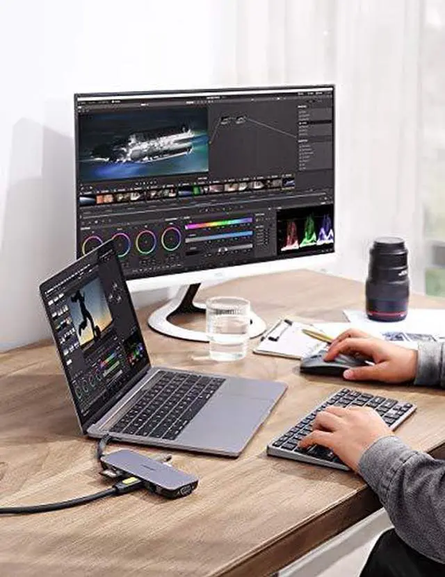 Alt view image 3 of 7 - UGREEN USB C Hub 9 in 1 USB Type C HDMI Multiport Adapter Dock with 4K HDMI, VGA, Gigabit Ethernet, PD Charging, 3 USB 3.0 Ports, SD Card Reader Compatible for MacBook Pro Air 2020 2019 2018, Dell XPS