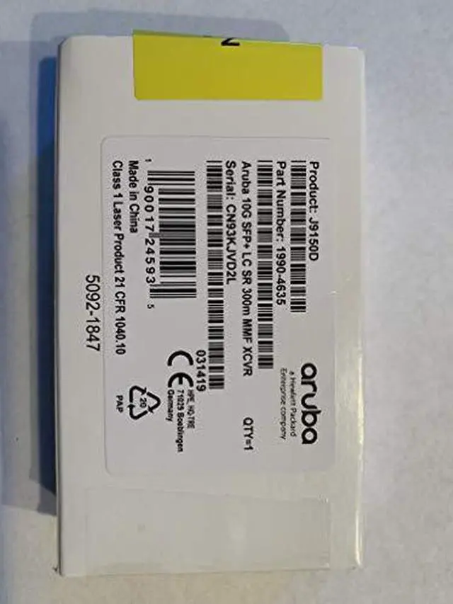 Alt view image 2 of 2 - HP J9150D Aruba - SFP+ transceiver module - 10 GigE - 10GBase-SR - SFP+ / LC multi-mode - up to 984 ft - for HPE Aruba 2540 48, 2920, 2930M 24, 2930M