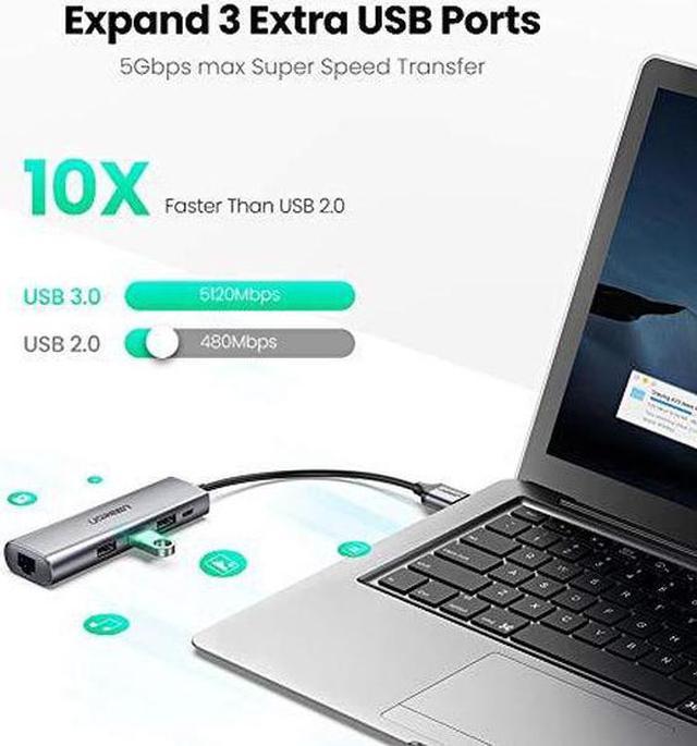 UGREEN USB 3.0 Ethernet Adapter 1000Mbps USB RJ45 USB HUB for Laptop  Windows