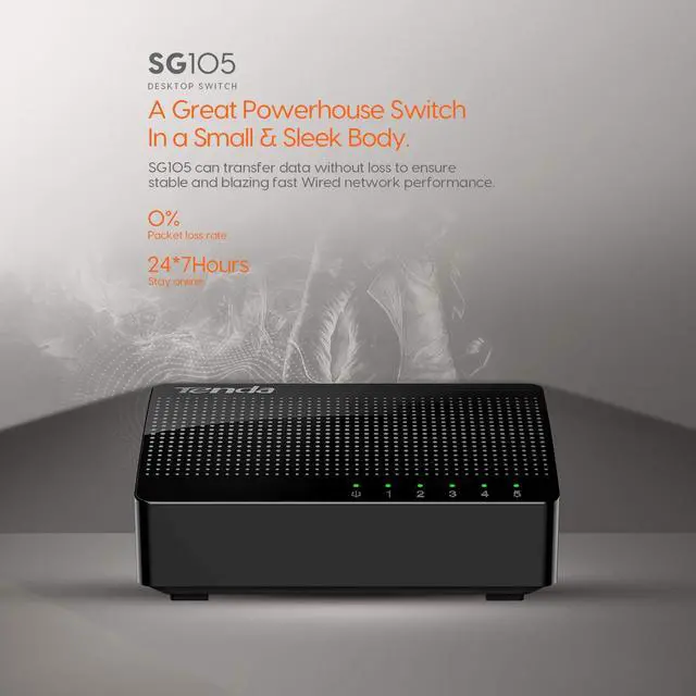 Alt view image 13 of 20 - Tenda Network SG105 5-Port 10/100/1000 Gigabit Desktop Switch