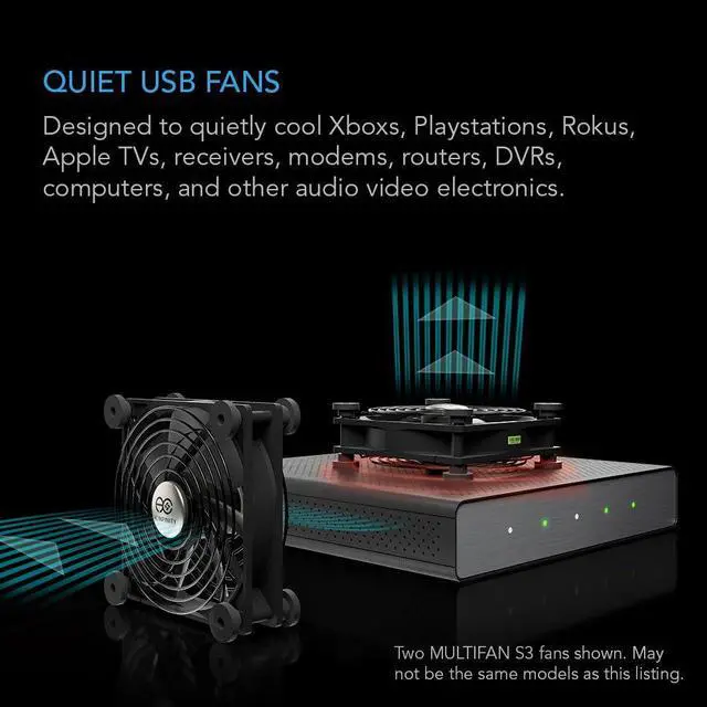 Alt view image 17 of 20 - AC Infinity MULTIFAN S5, Quiet Dual 80mm USB Fan for Receiver DVR Playstation Xbox Computer Cabinet Cooling
