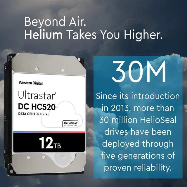 Alt view image 4 of 6 - HGST - WD Ultrastar DC HC520 HDD | HUH721212ALE600 | 12TB 7.2K SATA 6Gb/s 256MB Cache 3.5-Inch | ISE 512e | 0F30144 | Helium Data Center Internal Hard Disk Drive