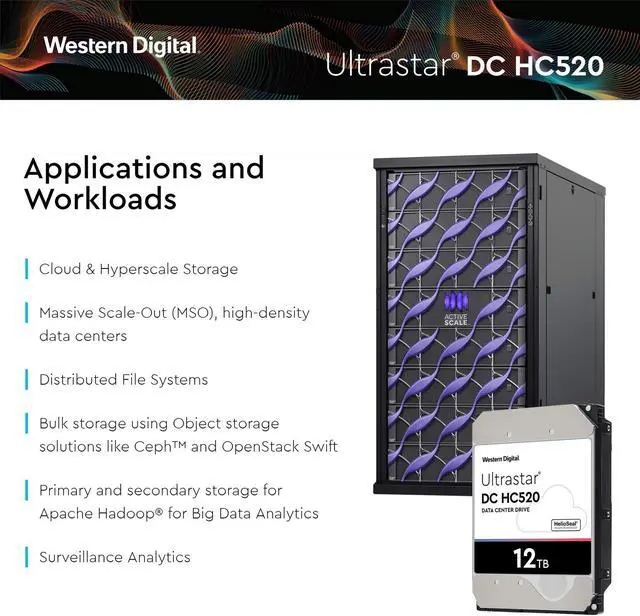 Alt view image 5 of 6 - HGST - WD Ultrastar DC HC520 HDD | HUH721212ALE600 | 12TB 7.2K SATA 6Gb/s 256MB Cache 3.5-Inch | ISE 512e | 0F30144 | Helium Data Center Internal Hard Disk Drive